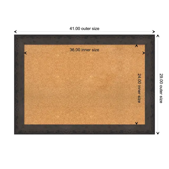 Dappled Wood Framed Corkboard, Natural Cork Dappled Black Brown {3}