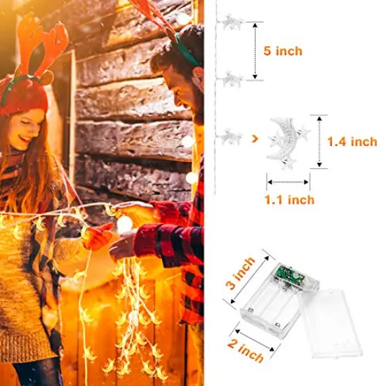 20ft 40 LED Moon & Star Fairy Lights - Warm White String Lights, Battery & USB Powered, 2 Modes, for Kids' Rooms, Gardens, Camping, Balcony, Holidays, Parties, Weddings, Gifts, Home Decor {6}