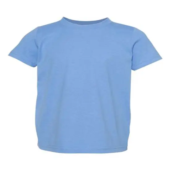 Rabbit Skins &reg; Toddler Girls' Ruffle Neck Fine Jersey Crewneck Short Sleeve Tee Carolina blue {2}