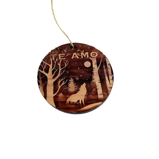 Te Amo Winter Wolf - Cedar Ornament {3}