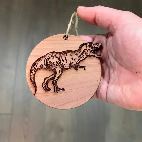 TRex Dinosaur - Cedar Ornament {4}