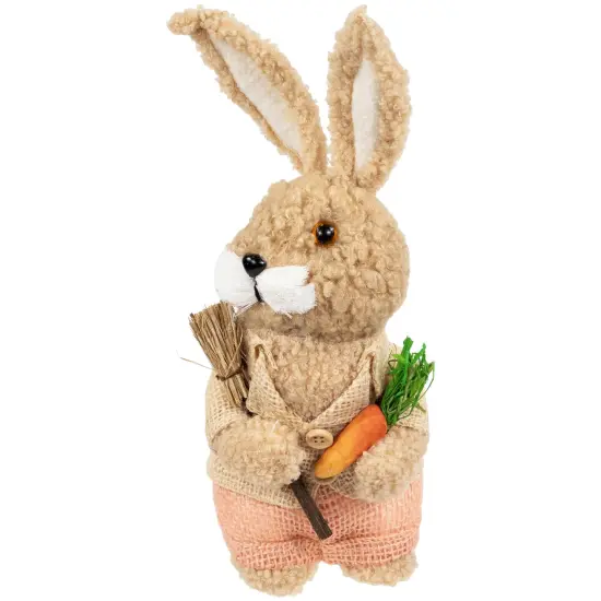 Northlight Plush Boy Easter Rabbit Figurine with Carrots - 11" Beige {6}