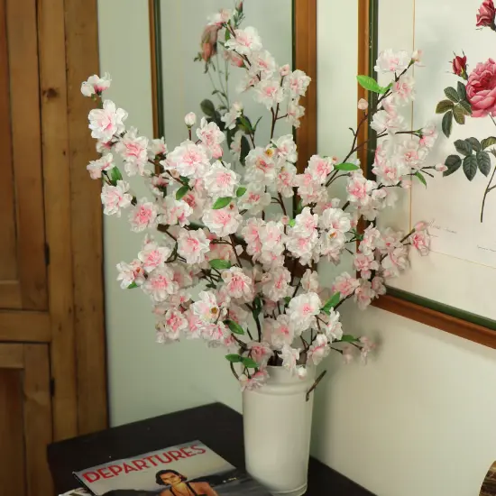 6-Pack Light Pink Cherry Blossom Stems - Realistic Silk Flowers for Floral Arrangements, Bouquets & Home Decor by Floral Home® {3}