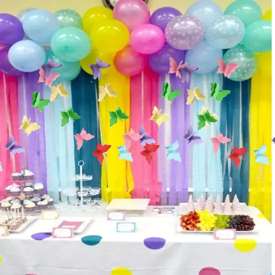 Butterfly Banner Decorative Paper Garland for Wedding, Baby Shower, Birthday & Theme Decor 110 Inches Long Set of 2 Pieces Mix Color {5}