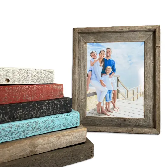 Rustic Farmhouse Signature Series 8.5 in. x 14 in. Reclaimed Wood Picture Frame Blue {6}