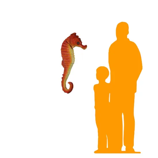 Medium Orange Seahorse Statue {2}