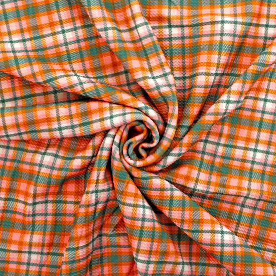 Pink and Green Fall Plaid Bullet Fabric {3}