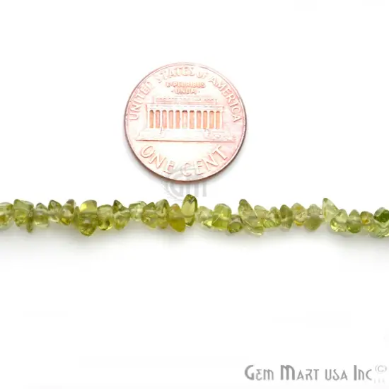Peridot Chip Beads, 34 Inch, Natural Chip Strands, Drilled Strung Nugget Beads, 3-7mm, Polished, GemMartUSA (CHPD-70001) {2}