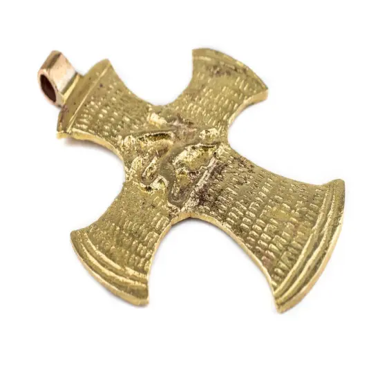 The Bead Chest Brass Lion of Judah Ethiopian Cross Pendant {3}