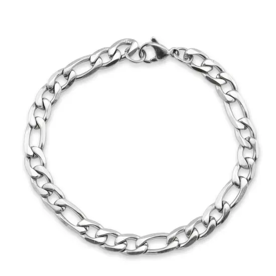 Stainless Steel Figaro Chain Bracelet {3}
