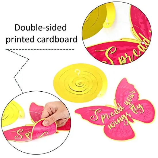 30 Pieces Butterfly Flowers Hanging Swirl Decorations Summer Butterfly Floral Baby Shower Foil Ceiling Streamers for Women Girl Kids Wedding Birthday Mother's Day 1st Birthday Party Supplies (Elegant) {6}