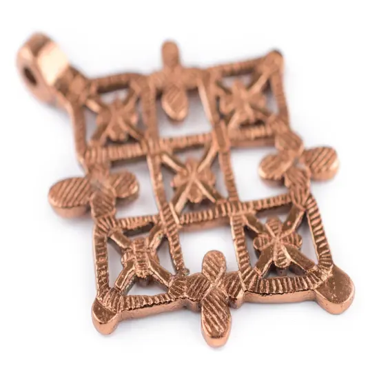 Metu Copper Coptic Cross Pendant (53x70mm): Authentic Ethiopian East African Design for Jewelry & Necklace Making {3}