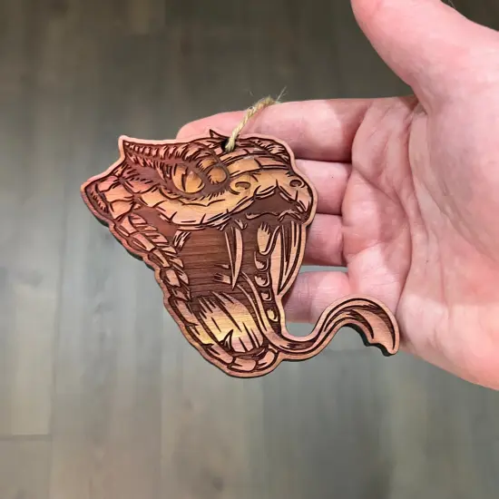 Rattlesnake Head - Cedar Ornament {4}
