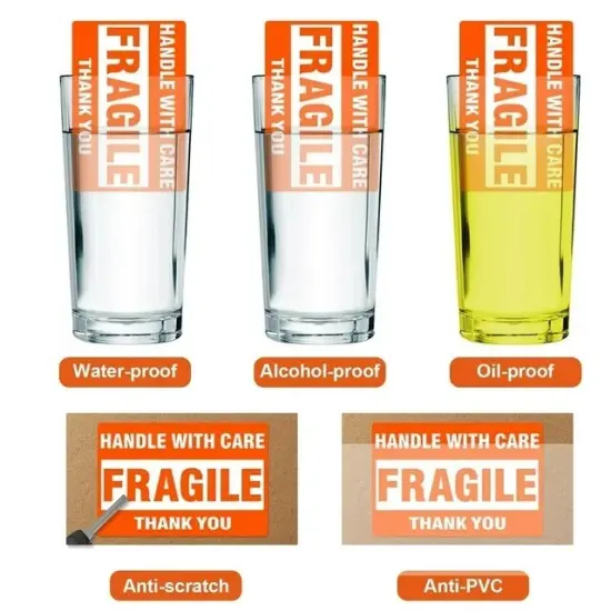 Self-Adhesive Shipping Stickers Handle With Care Fragile 2" x 3" Size {6}
