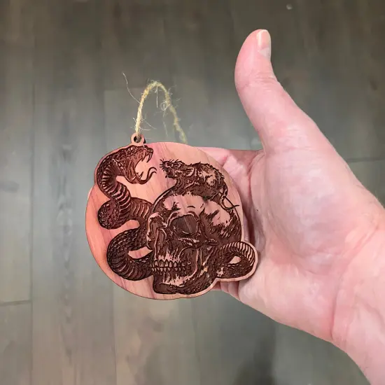 Rat Skull Snake - Cedar Ornament {4}