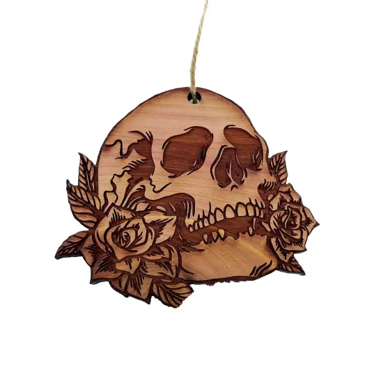 Skulls and Roses - Cedar Ornament {3}