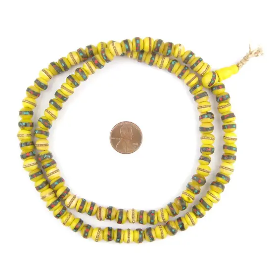 The Bead Chest Mala Meditation Beads - 108 Inlaid Prayer Beads for Yoga, Necklace, Jewelry (8mm, Yellow Bone) {2}
