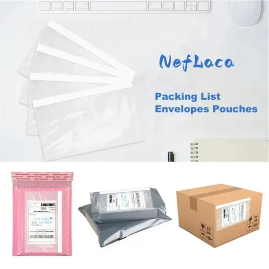 Clear Self-Adhesive Top Loading Packing List Shipping Label Envelopes Pouches 7.5" x 5.5" {3}