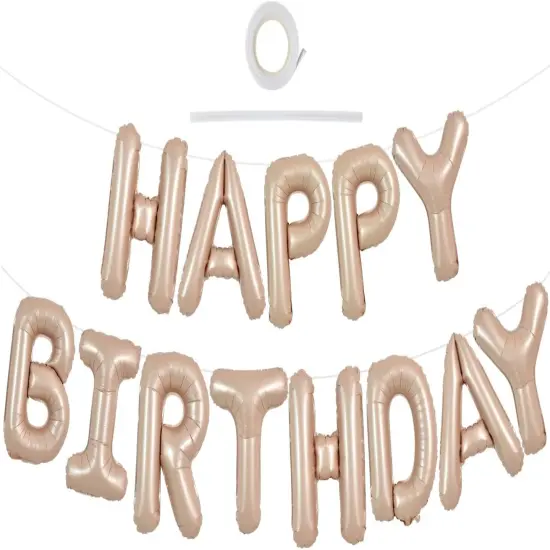 Colorful Celebrations: 16-Inch Mylar Foil Happy Birthday Balloons Banner - Eco-Friendly Decor for All Ages! Caramel {3}