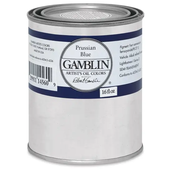 Gamblin Artist's Oil Color - Prussian Blue, 16 oz Can {2}