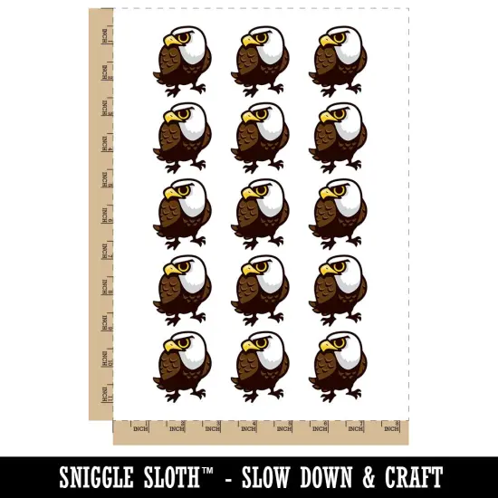 Cute and Grumpy Bald Eagle Temporary Tattoo Water Resistant Fake Body Art Set Collection (1 Sheet) {4}
