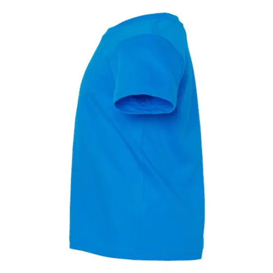 Rabbit Skins &reg; Toddler Girls' Ruffle Neck Fine Jersey Crewneck Short Sleeve Tee Carolina blue {6}