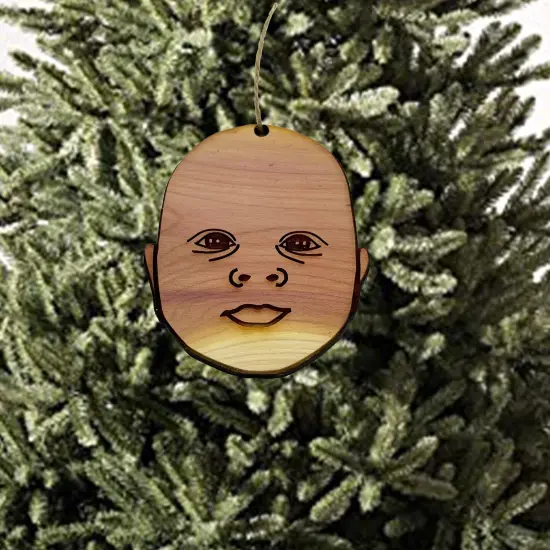 Baby Face - Cedar Ornament {2}