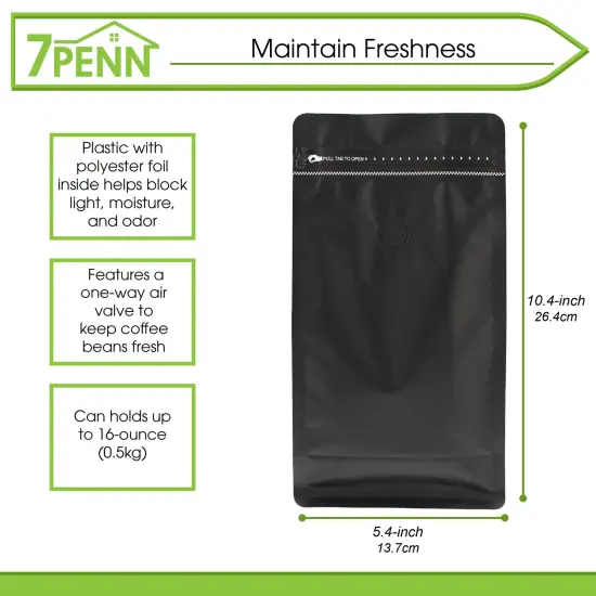 7Penn Resealable Coffee Bags - 16oz 50pk Organizational Packaging Zipper Pouch {2}