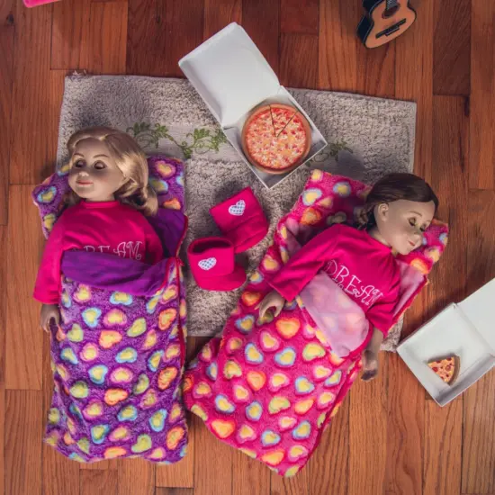 The Queen's Treasures 18" Doll 4 Piece Sleeping Bag Set with Pizza. {3}