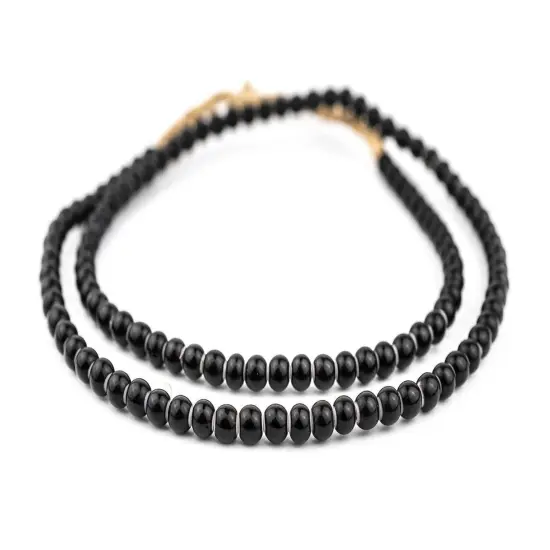 The Bead Chest White Heart Beads - Full Strand of Glass African Trade Beads (5mm, Black) {3}