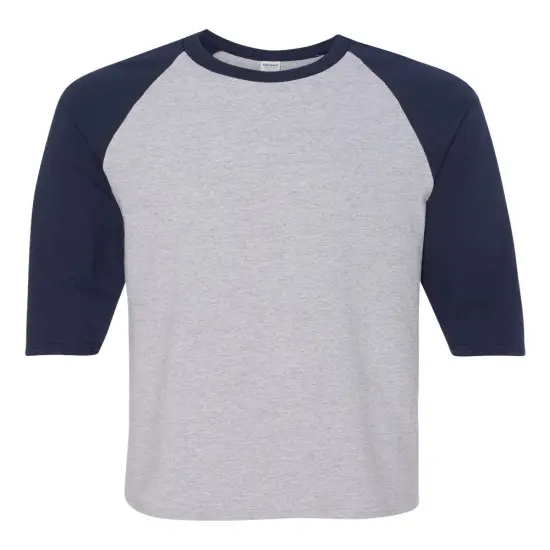 Gildan&reg; Heavy Cotton Raglan Crewneck Three-Quarter Sleeve T-Shirt Sport grey/ navy {1}