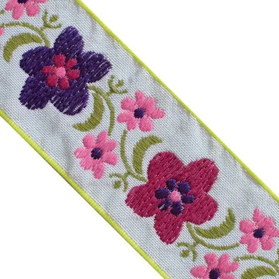 Designer's Shop JR 719 Jacquard woven embroidery Floral trim, 1-13/16" (46 mm) 4 yards {1}