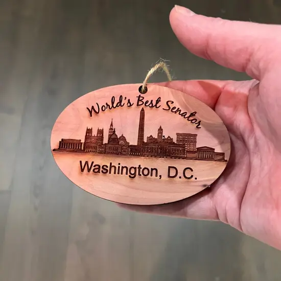 Worlds Best Senator Washington DC - Cedar Ornament {4}
