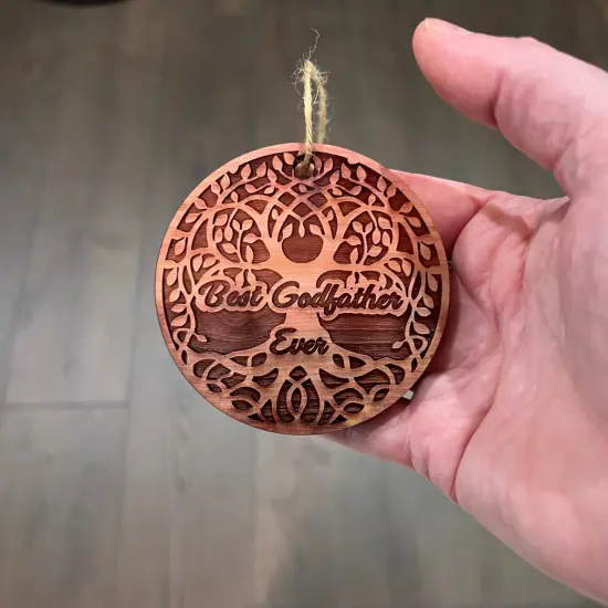 Best Godfather Ever Celtic Tree of Life - Cedar Ornament {4}