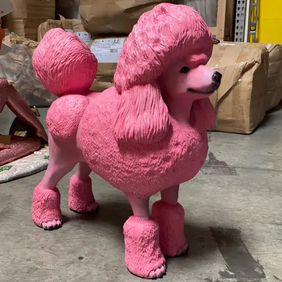Pink Poodle Life Size Dog Statue {6}