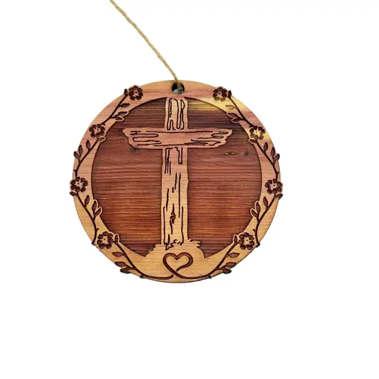 Cross and Heart - Cedar Ornament {4}