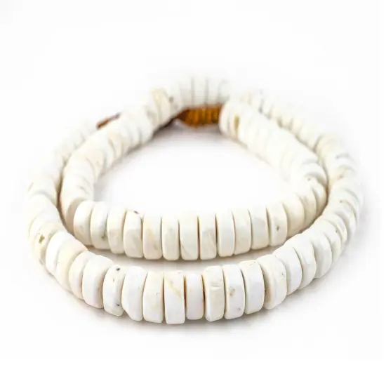 The Bead Chest Naga Conch Shell Beads - Full Strand of Genuine Natural Ocean Seashell Beads from Nepal (Disk 12mm, Natural) {3}