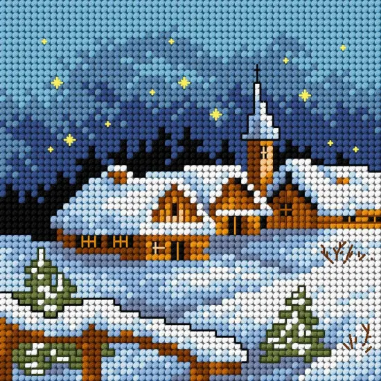 Gobelin canvas for halfstitch without yarn Winter Landscape at Night 2170D {1}