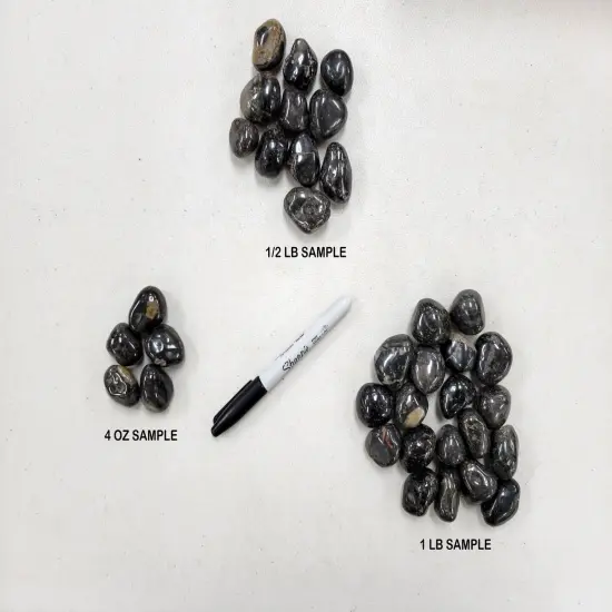 Tumbled Black Onyx Stones Bulk - Size Medium 1" to 2" {4}