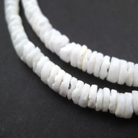 The Bead Chest Matte White Natural Shell Heishi Beads 5mm 26 Inch Strand {1}