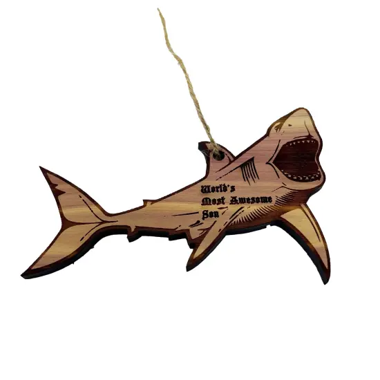 Shark Worlds Most Awesome Son - Cedar Ornament {3}
