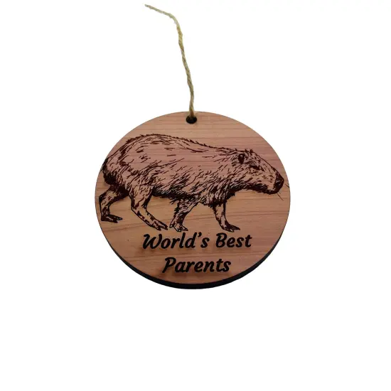 Worlds Best Parents Capybara - Cedar Ornament {3}
