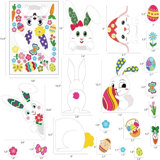 361PCS Easter Bunny Window Cling Decorations - Egg Hunt Games Decals Home Party Ornaments {4}