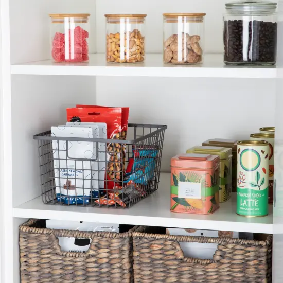 Smart Design Nestable Basket Organizer with Handles - Steel - 9 x 12 x 6 - Gunmetal - Set of 4 {2}