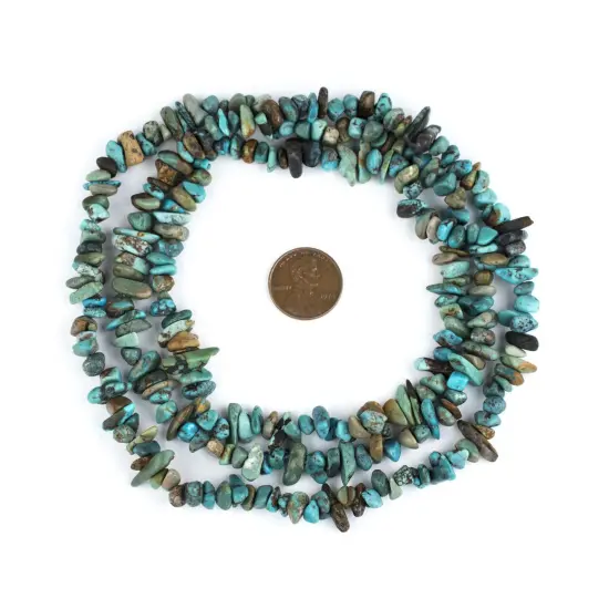The Bead Chest Earthy Turquoise Chip Beads 34 Inch Strand 8mm Green Chips Gemstone 32-34 Inch Strand {2}