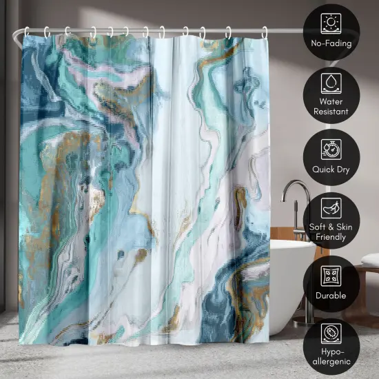 Americanflat 71" x 74" Shower Curtain, Marble Petroleum Ii by PI Creative Art {4}