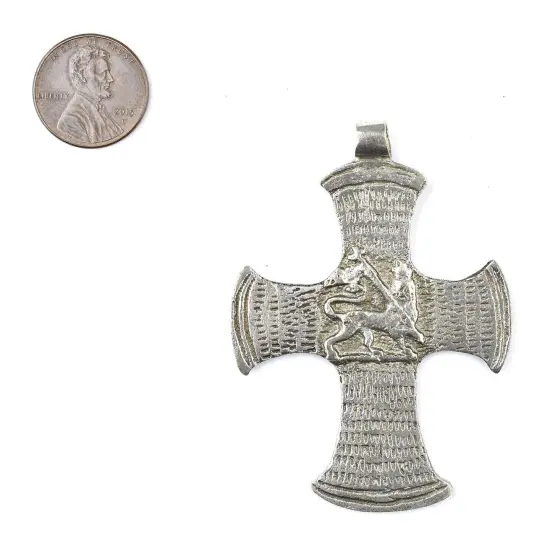 The Bead Chest Lion of Judah Ethiopian Cross Pendant {2}