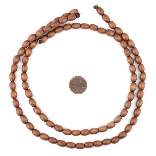 The Bead Chest Light Brown Oval Natural Wood Beads (9x6mm): Organic Eco-Friendly Wooden Bead Strand for DIY Jewelry, Crafts, Necklace and Bracelet Making {2}