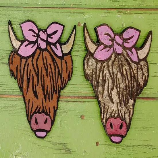 Highland Cow with Bow Silicone Freshie Mold {1}