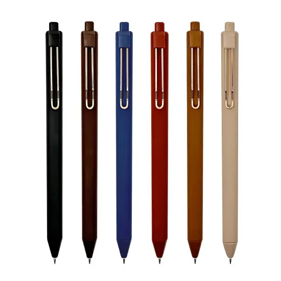 Wrapables Retractable Black Ink Gel Pens, 0.5mm Fine Point, Stationery Supplies for Home Office School (Set of 6), Bold {1}